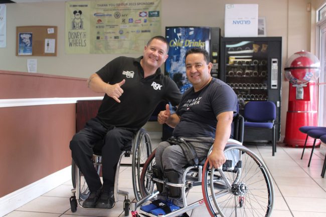 Fernando Dibuje receiving his new wheelchair